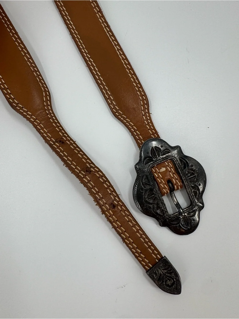 Vintage Liz Claiborne Genuine Leather Belt with Ornate Buckle Size L